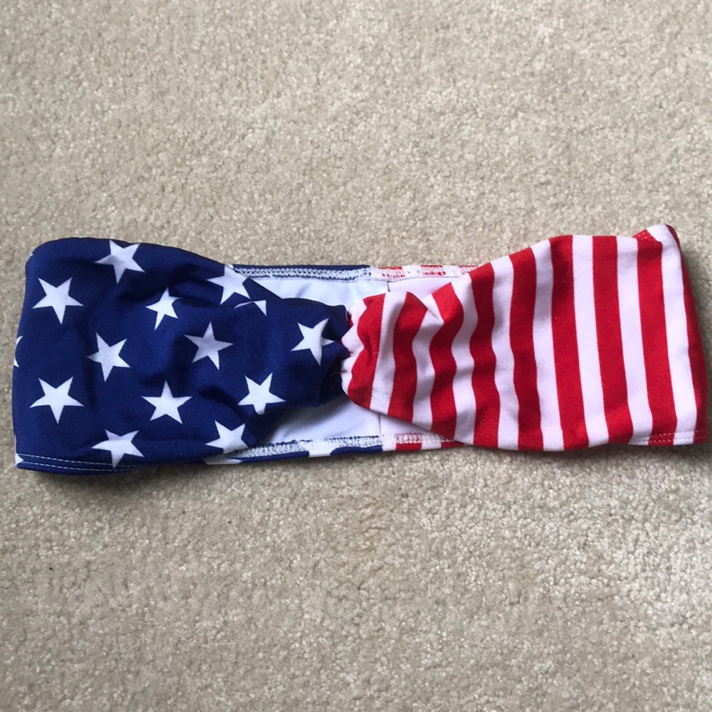 Strapless American flag bathing suit top!